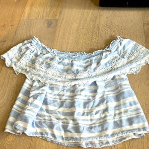 Glory blue and white off shoulder shirt